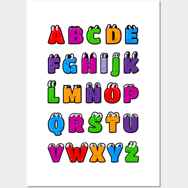 Kawaii Alphabet Letters ABC Wall Art by elkingrueso